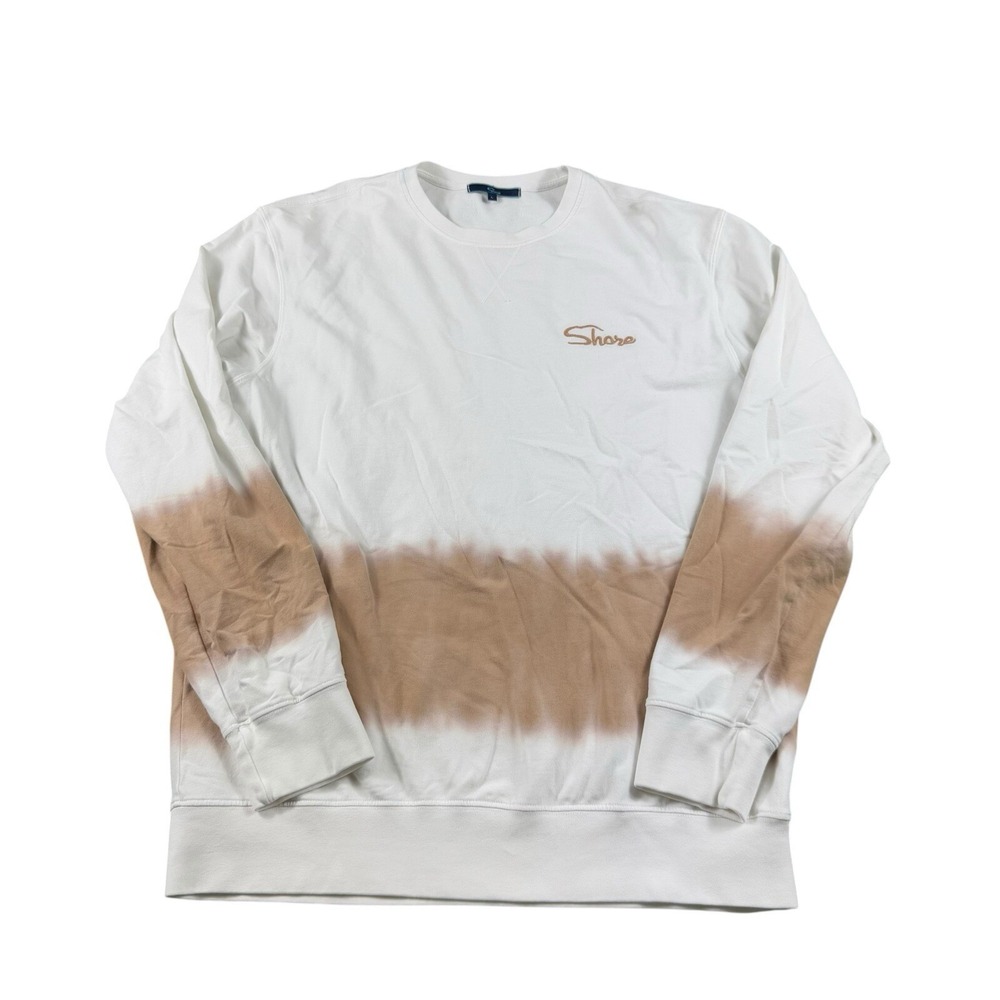 Shore Cotton Blend Spellout Brown Tie Dye Crewneck Sweaters Size Large